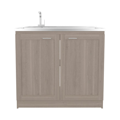 White Oak Coffee Bar Cabinet with Sink & Storage - TimberFlare