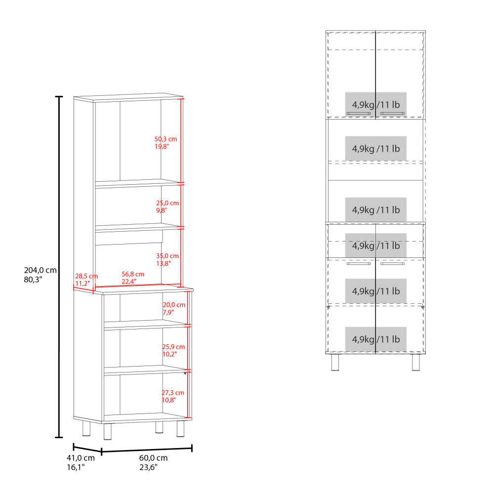 Two-Tone Coffee Pantry Tower with Hutch and Appliance Shelf - TimberFlare