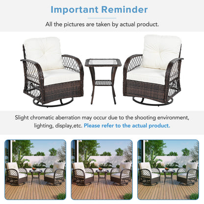 3-Piece Patio Set with Swivel Rocking Chairs - TimberFlare