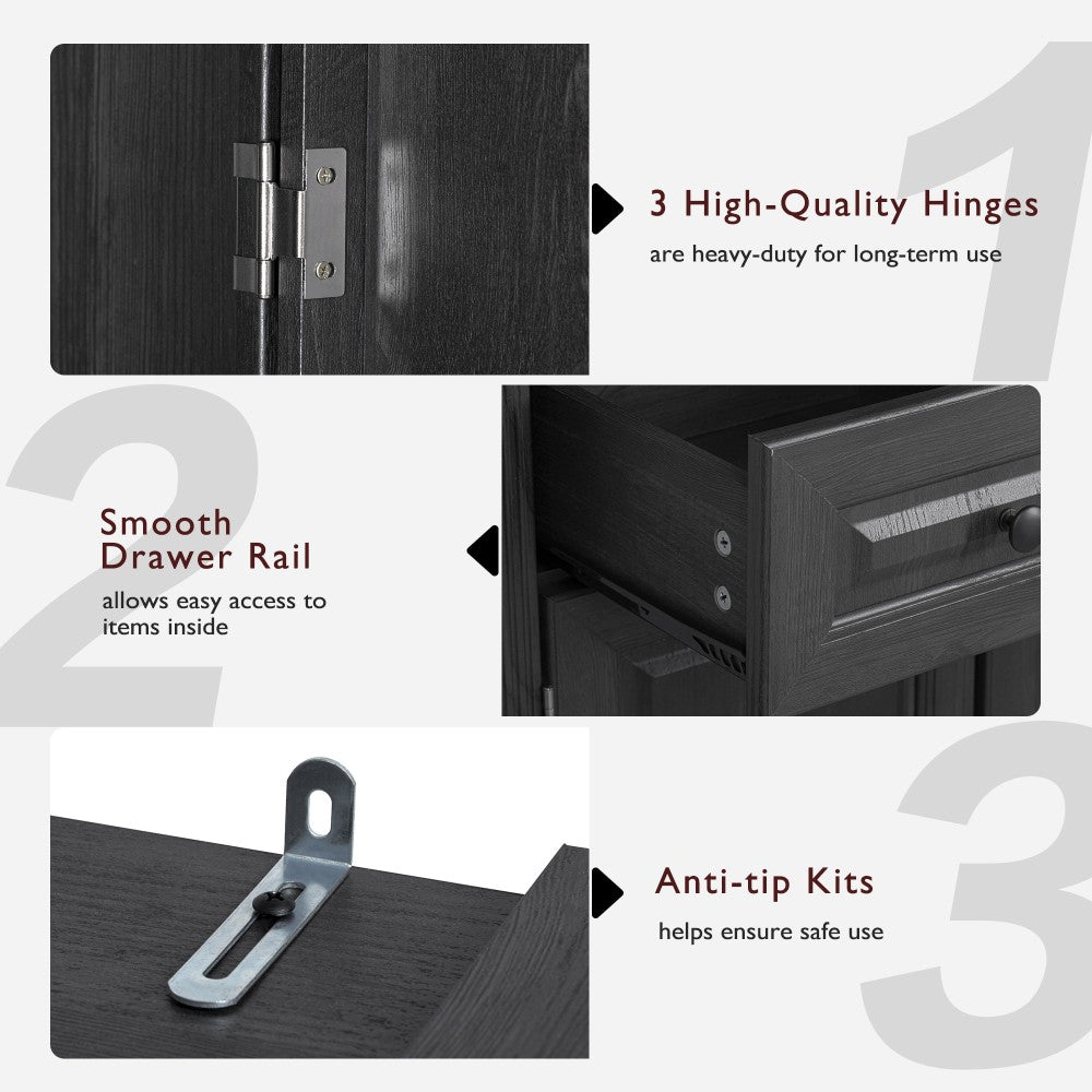 Textured White Pantry Cabinet with Pull-Out Shelves - TimberFlare