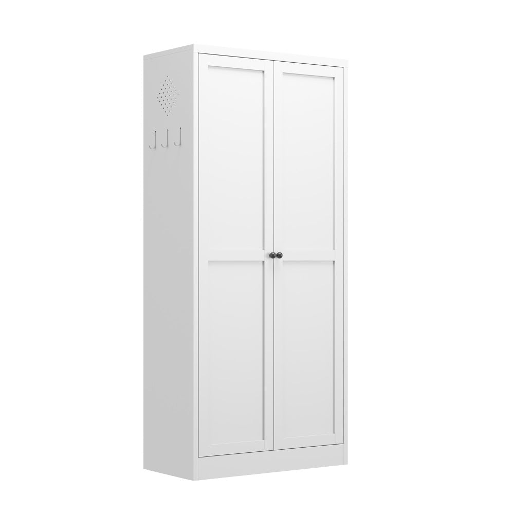 72" Modern Metal Pantry Cabinet with Glass Doors - TimberFlare