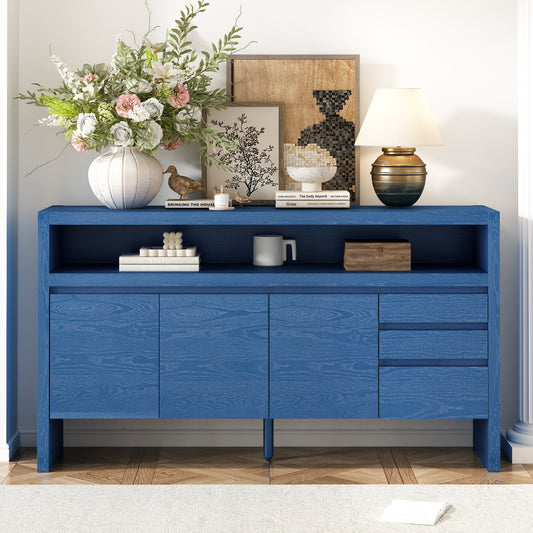60" Sideboard Buffet Cabinet with Drawers, Shelf & Ash Veneer - TimberFlare