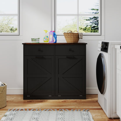 39-Inch Double Tilt-Out Trash Cabinet with Drawers - TimberFlare