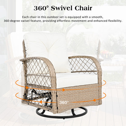 3-Piece Patio Set with Swivel Rocking Chairs - TimberFlare