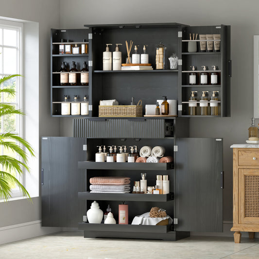 Fluted Pantry with Pull-Out Shelves - TimberFlare