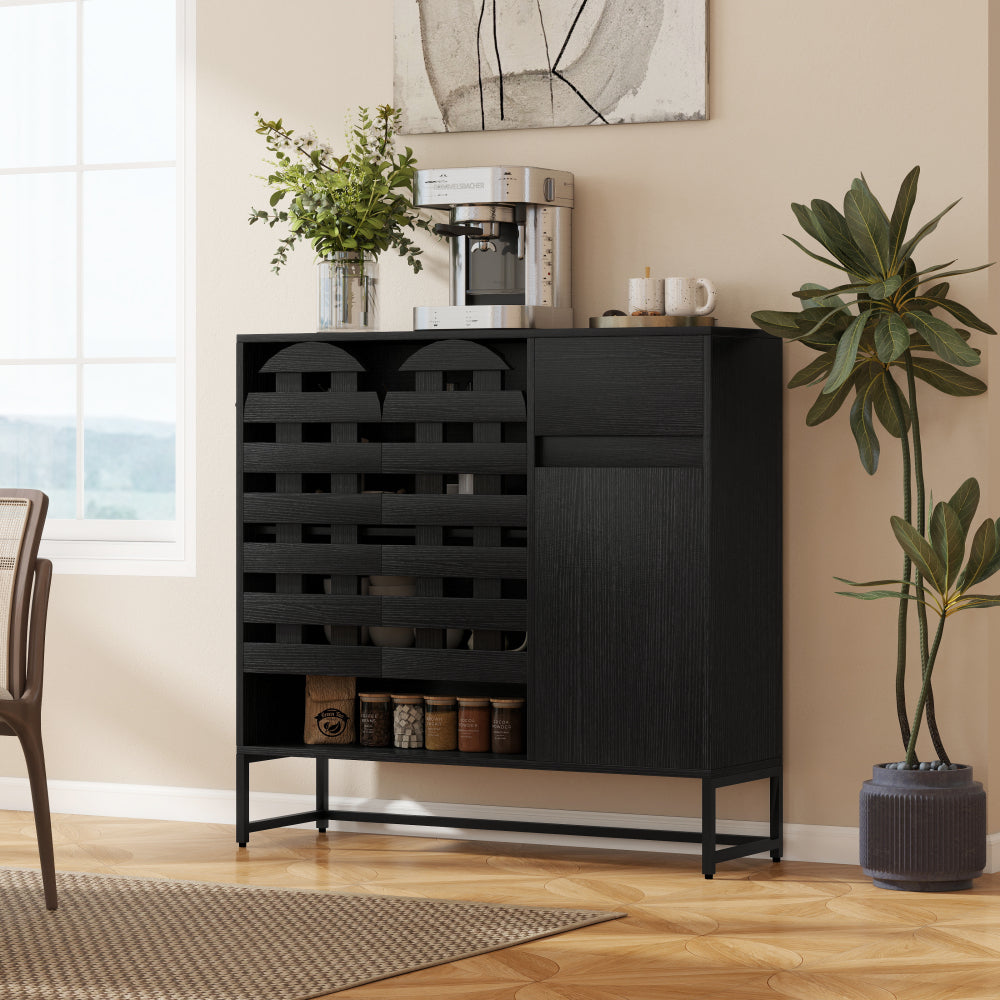 Farmhouse Woven Door Coffee Bar Cabinet - TimberFlare