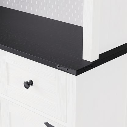White Oak Smart Farmhouse Hutch with Power Station & Pegboard - TimberFlare