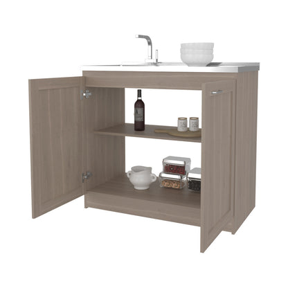 White Oak Coffee Bar Cabinet with Sink & Storage - TimberFlare