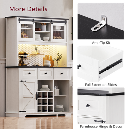 White Oak Smart Farmhouse Hutch with Power Station & Pegboard - TimberFlare