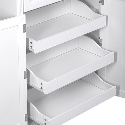 Textured White Pantry Cabinet with Pull-Out Shelves - TimberFlare