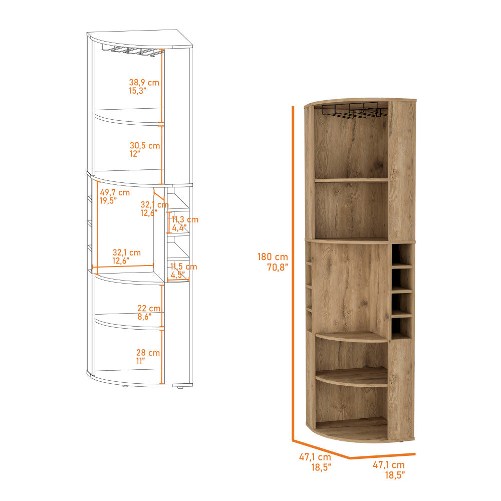Corner Bar Cabinet with Wine & Glass Racks - TimberFlare