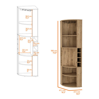 Corner Bar Cabinet with Wine & Glass Racks - TimberFlare