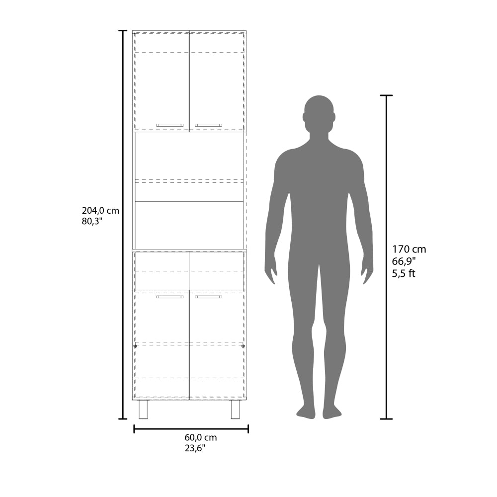 Two-Tone Coffee Pantry Tower with Hutch and Appliance Shelf - TimberFlare