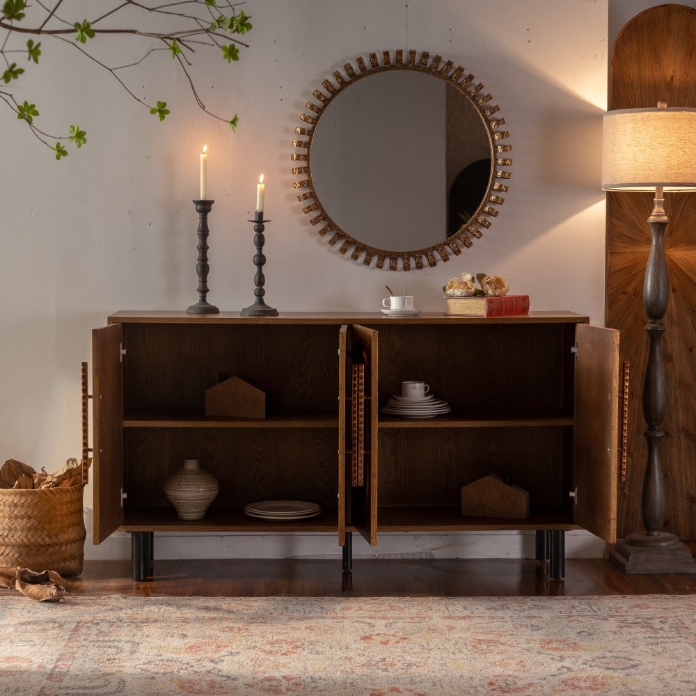 60-Inch Modern Sideboard with Geometric Doors - TimberFlare