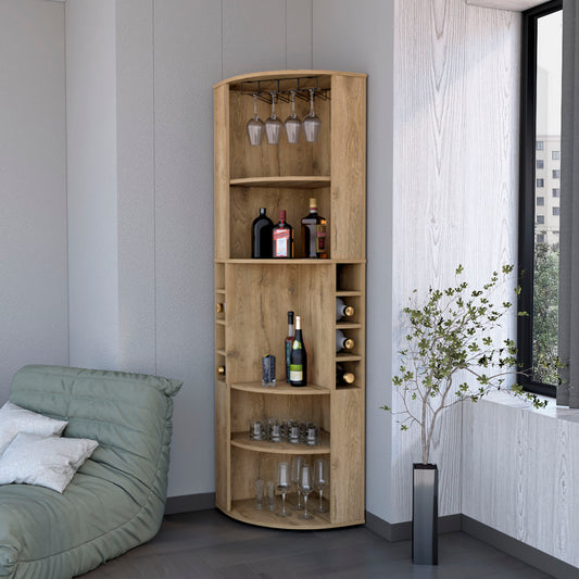 Corner Bar Cabinet with Wine & Glass Racks - TimberFlare