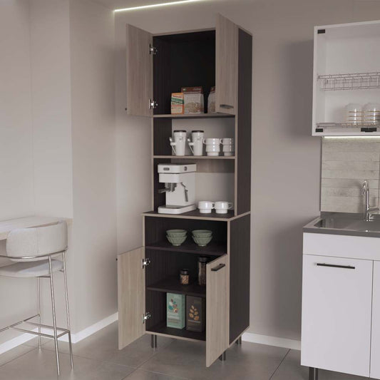 Modern Coffee Pantry Hutch with Open Shelf - TimberFlare