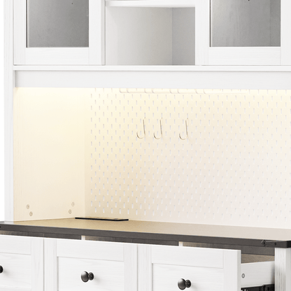 White Oak Smart Farmhouse Hutch with Power Station & Pegboard - TimberFlare