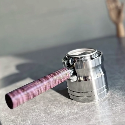 Amethyst Swirl Artisan Bottomless Portafilter alternate angle 8 for La Marzocco