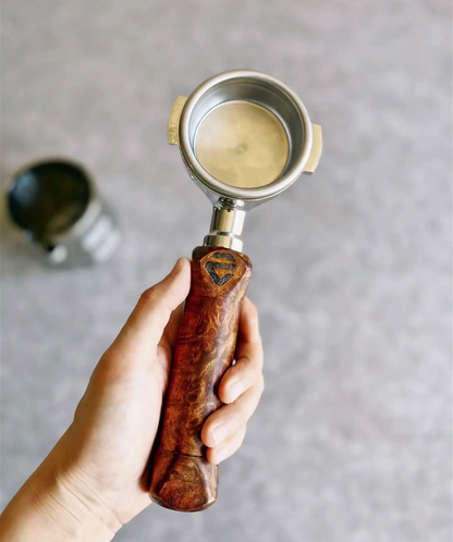 Burnt Amber Burl Artisan Bottomless Portafilter | Breville 54mm/58mm