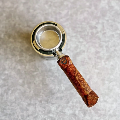 Burnt Amber Burl Artisan Bottomless Portafilter | Breville 54mm/58mm