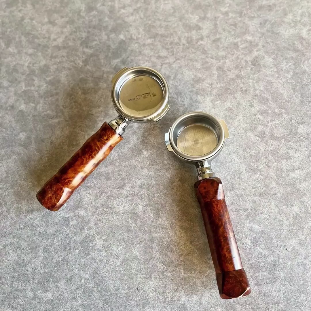 Burnt Amber Burl Artisan Bottomless Portafilter | Breville 54mm/58mm