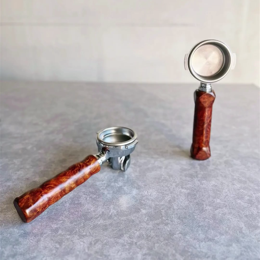 Burnt Amber Burl Artisan Bottomless Portafilter | Breville 54mm/58mm