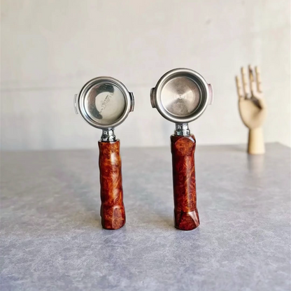 Burnt Amber Burl Artisan Bottomless Portafilter | Breville 54mm/58mm