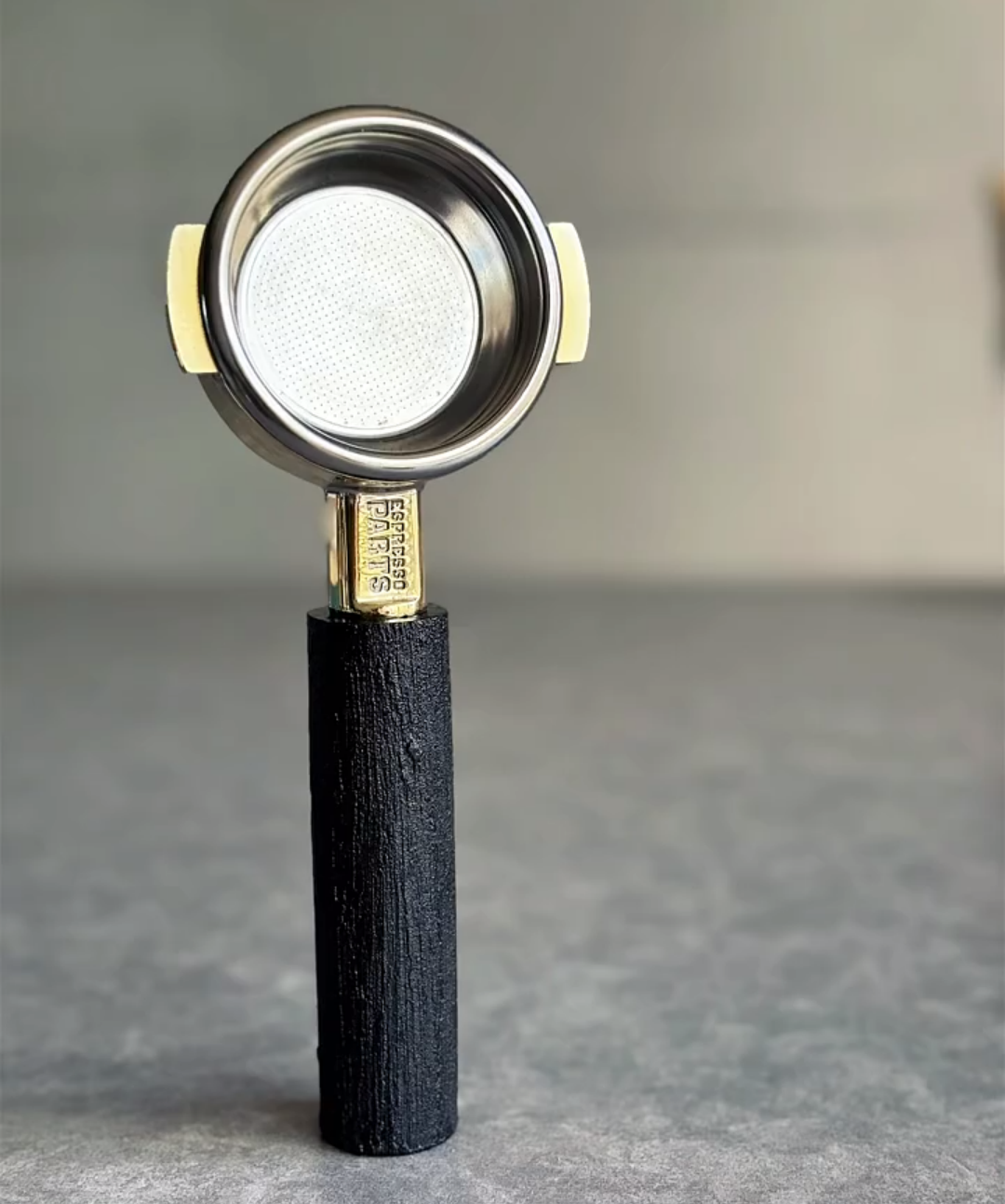 Obsidian Grain Artisan Bottomless Portafilter alternate angle 5 for La Marzocco