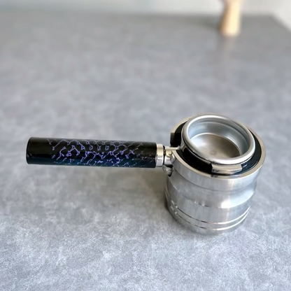 Obsidian Web Artisan Bottomless Portafilter paired with compatible espresso machine espresso machine setup