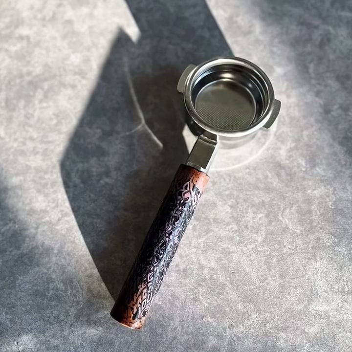 Obsidian Serpent Artisan Bottomless Portafilter alternate angle 6 for compatible espresso machine