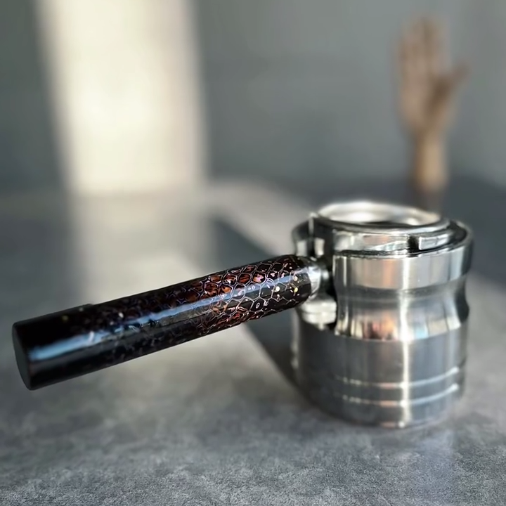 Molten Burl Artisan Bottomless Portafilter alternate angle 7 for La Marzocco