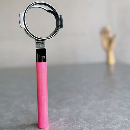Fuchsia Rush Artisan Bottomless Portafilter alternate angle 5 for La Marzocco