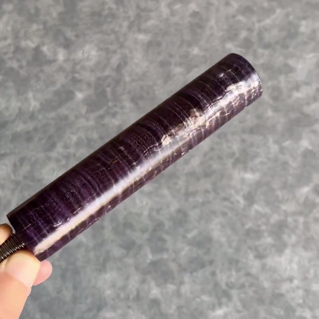 Purple Burl Nebula Artisan Bottomless Portafilter alternate angle 6 for compatible espresso machine