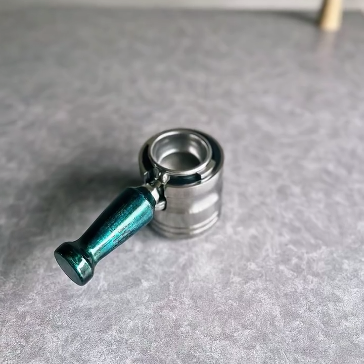 Emerald Lacquer Artisan Bottomless Portafilter wood, resin, or metal material detail close-up
