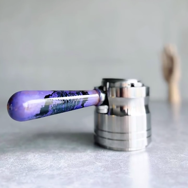 Midnight Urushi Artisan Bottomless Portafilter wood, resin, or metal material detail close-up