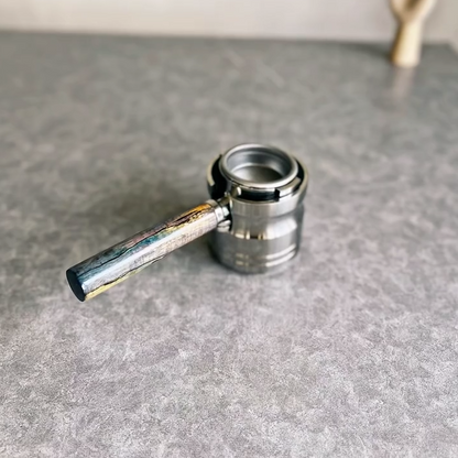 Dune Crest Artisan Bottomless Portafilter wood, resin, or metal material detail close-up