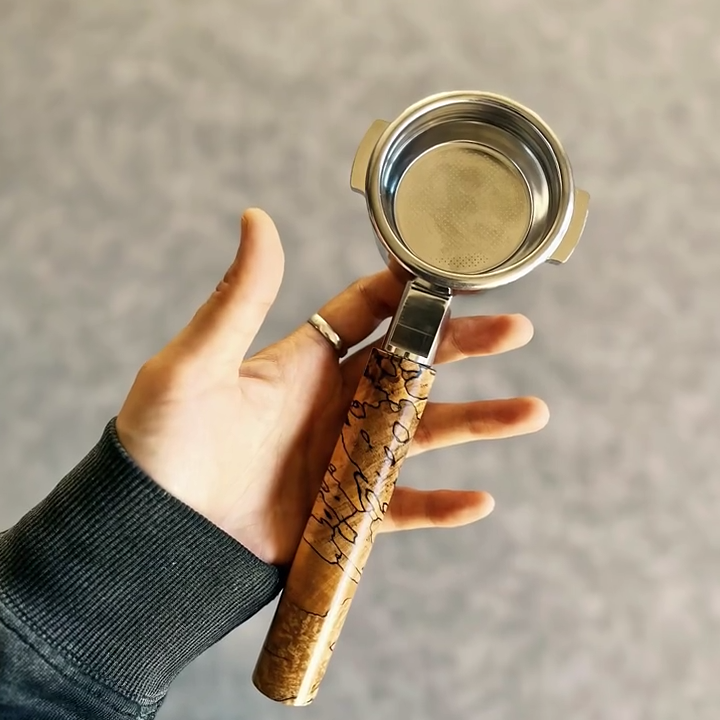 Spalted Labyrinth Artisan Bottomless Portafilter | Breville 54mm/58mm