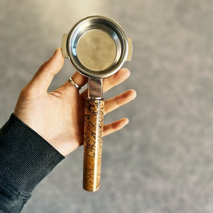 Spalted Labyrinth Artisan Bottomless Portafilter | Breville 54mm/58mm